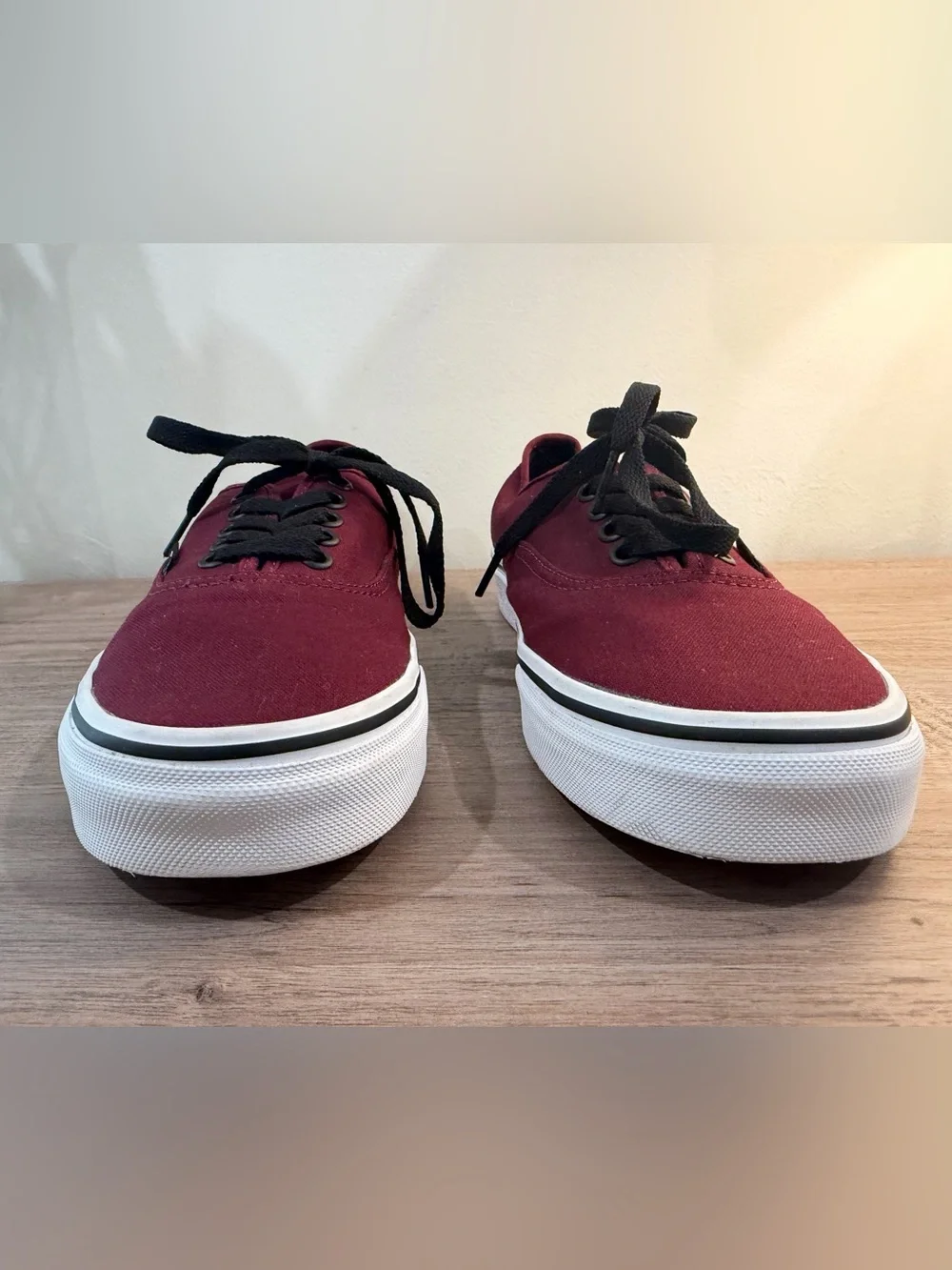 Vans Authentic Port Royal Red Burgundy/Black Canvas Low-Top Sneakers W 10 M 8.5